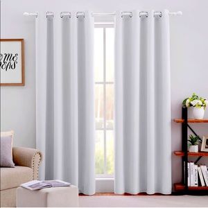 HOMEIDEAS Greyish White Blackout Curtains 52 X 84”, 2 Panels Soundproof Thermal